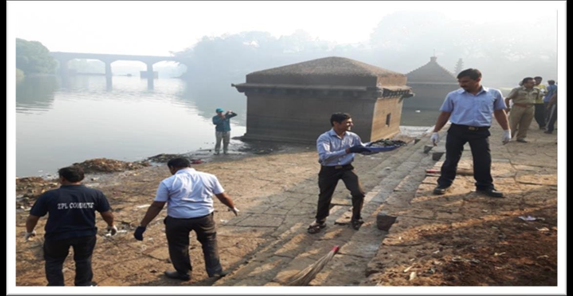 Zanvar Group employees taking part in the Panchaganga river-cleaning initiative